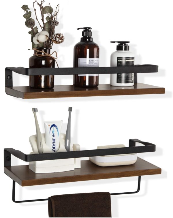 Rustic Wood Decor Shelf Set of 2 for Kitchen, Bathroom