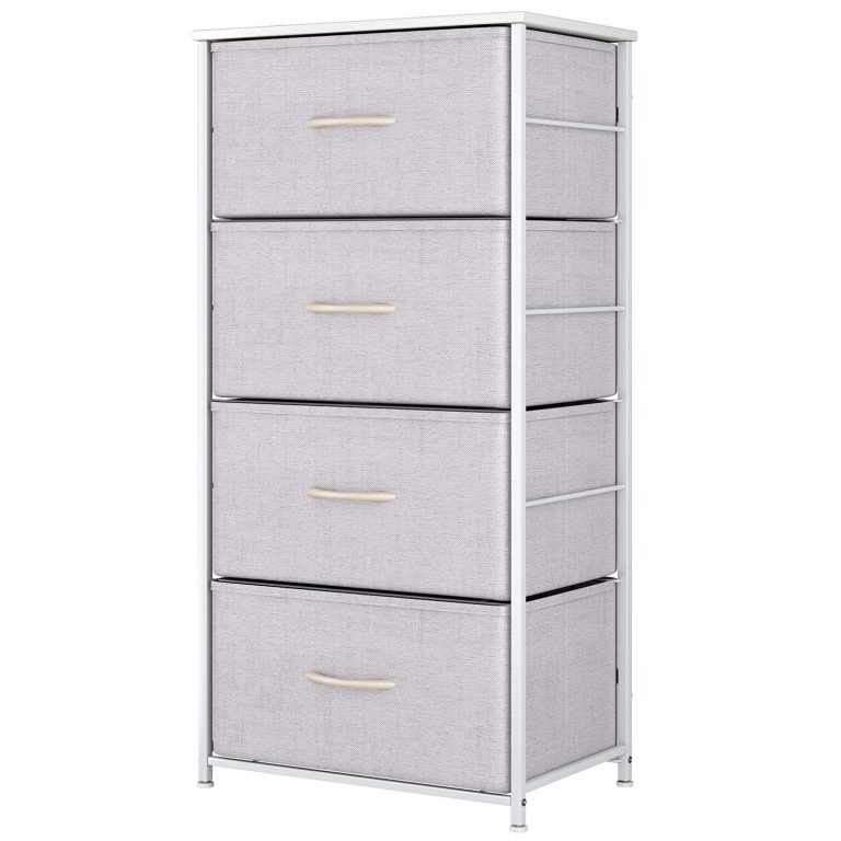 Dresser with 4 Drawers, Fabric Storage Tower