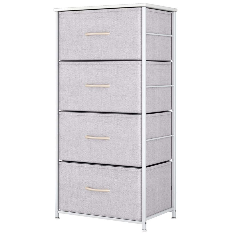 Dresser with 4 Drawers, Fabric Storage Tower