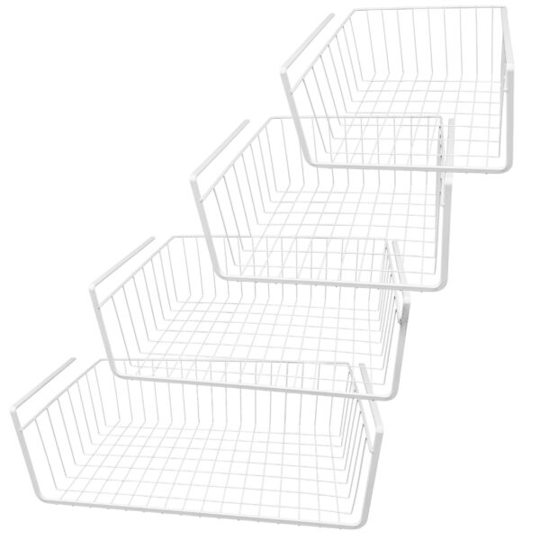 White Wire Under Shelf Storage Basket 4-Piece Set