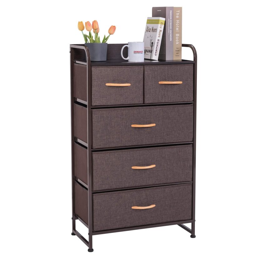 DHMAKER Tall Dresser Storage Chest, 4-Tier 5-Drawer