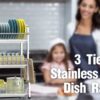Large Capacity 201 Stainless Steel Dish Rack with Utensil Holder