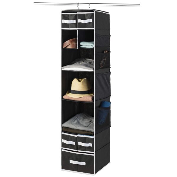 9 Shelf Hanging Closet Organizer with 5 Drawer Organizers
