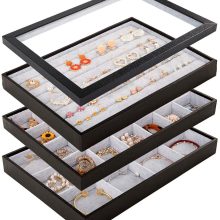 Mebbay Stackable Velvet Jewelry Trays Organizer Set