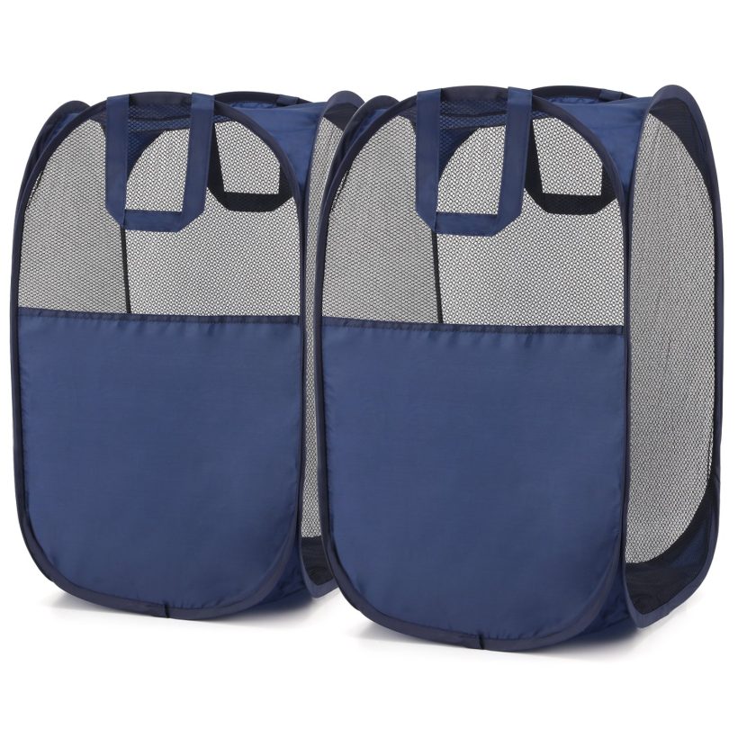 Foldable Pop-Up Mesh Hamper with Reinforced Carry Handles