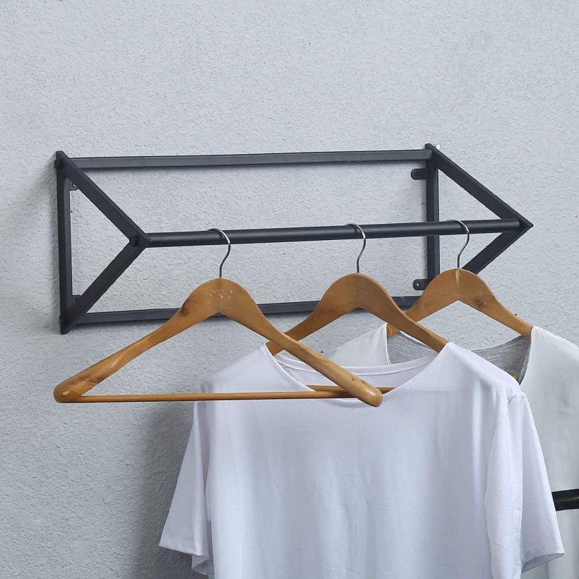 MBQQ Modern Black Metal Clothing Racks Wall Mounted