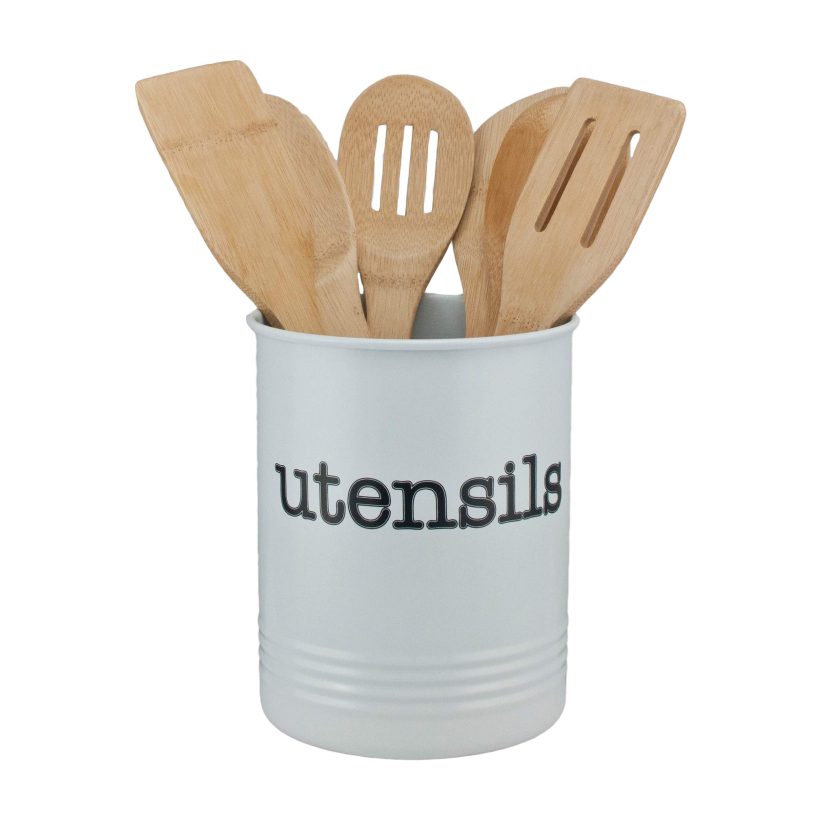 Large White Utensil Holder Kitchen Utensil Crock