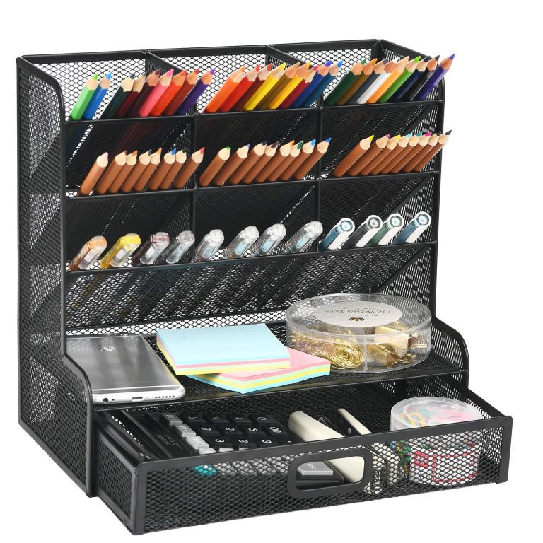 Marbrasse Mesh Desk Organizer, Multi-Functional Pen Holder