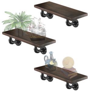 Pipe Rustic Wood Floating Shelf