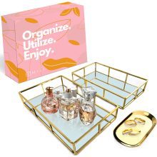 Mili Vanity Trays – 2 Large Perfume Organizer Mirror Trays