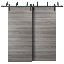 Double Bypass Barn Sliding Grey Doors 48 x 84