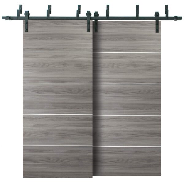 Double Bypass Barn Sliding Grey Doors 48 x 84