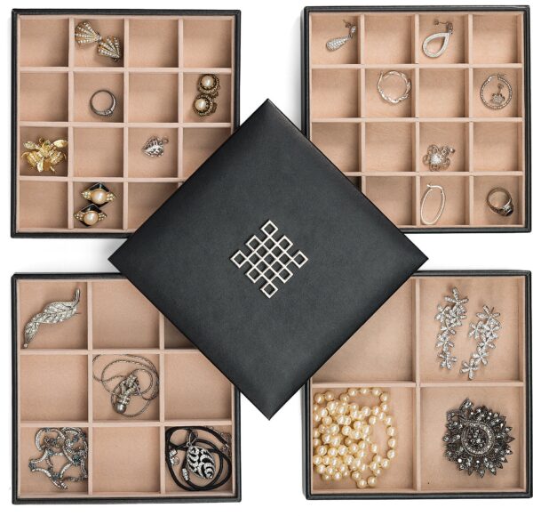 Glenor Co Earring Organizer Tray - 4 Stackable Trays
