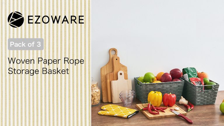 EZOWare Pack of 3 Paper Rope Woven Storage Baskets