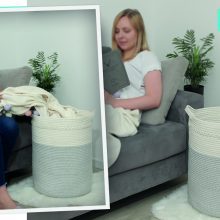 StarHug Large Woven Storage Basket - 20 x 18 inch Laundry Hamper