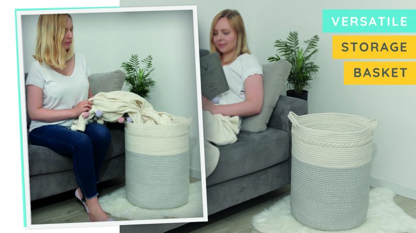 StarHug Large Woven Storage Basket - 20 x 18 inch Laundry Hamper