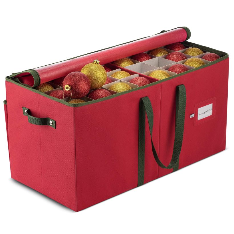 Large Christmas Ornament Storage Box with Dual Zipper Closure
