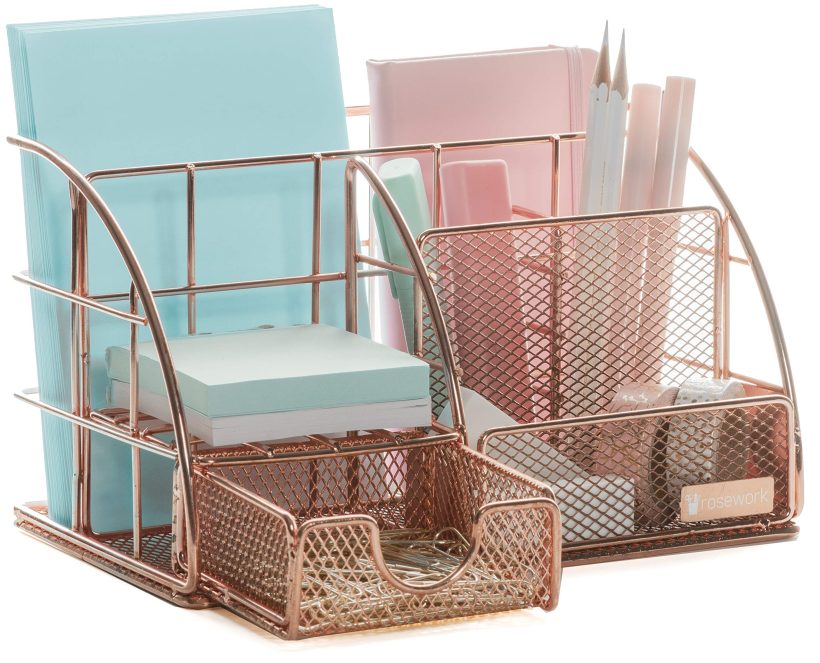 Rosework Rose Gold Desk Organizer for Women