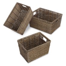 Whitmor Distressed Rattique Storage Baskets Set of 3
