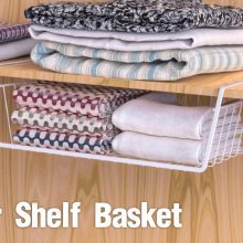 Under Shelf Basket, iSPECLE 4 Pack White Wire Rack
