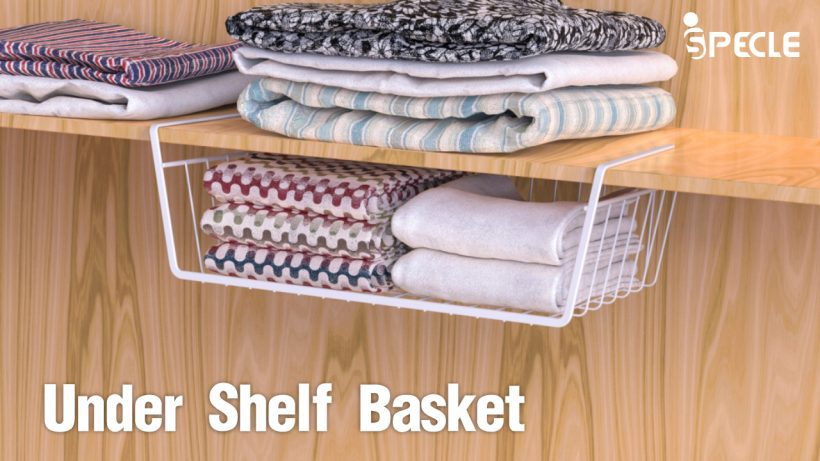 Under Shelf Basket, iSPECLE 4 Pack White Wire Rack