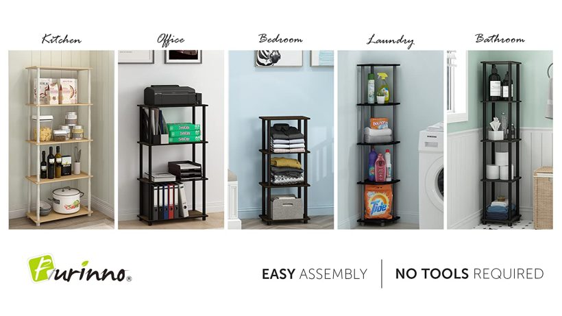 Furinno Turn-N-Tube 4-Tier Multipurpose Shelf Display Rack