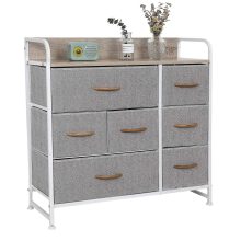 Wide Chest of Drawers with Wooden Top & Handles