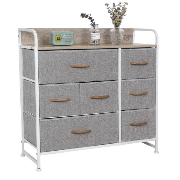 Wide Chest of Drawers with Wooden Top & Handles