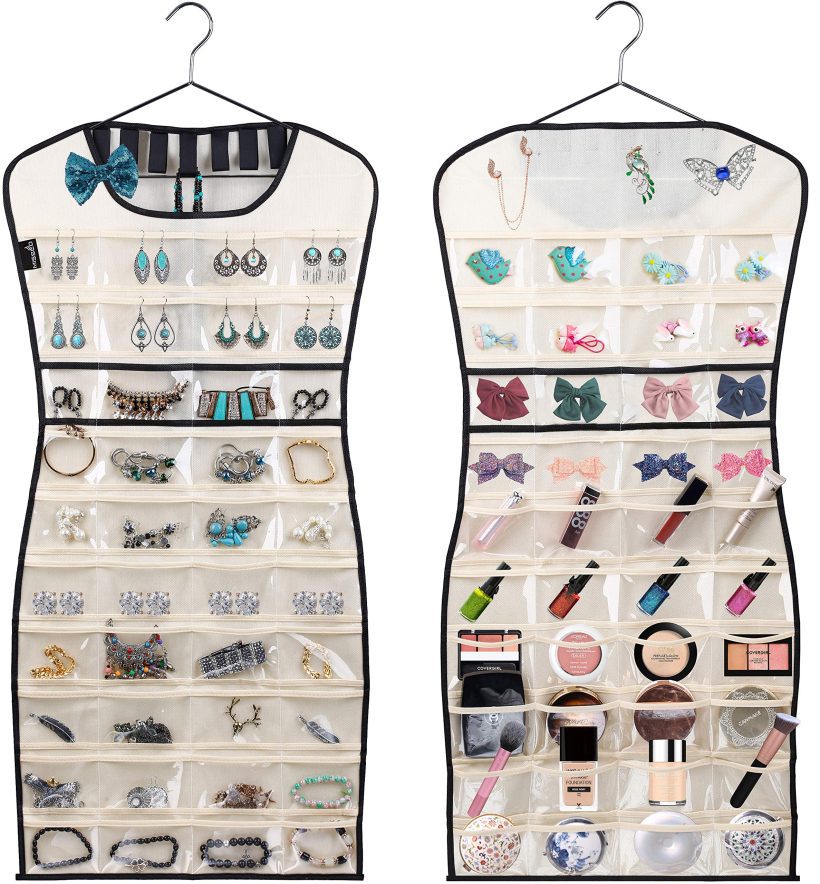 Hanging Jewelry Organizer 80 Clear Pockets