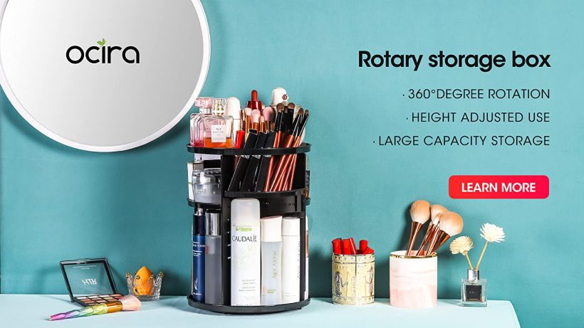 360 Rotating Adjustable Cosmetic Organizer Holder Storage Rack