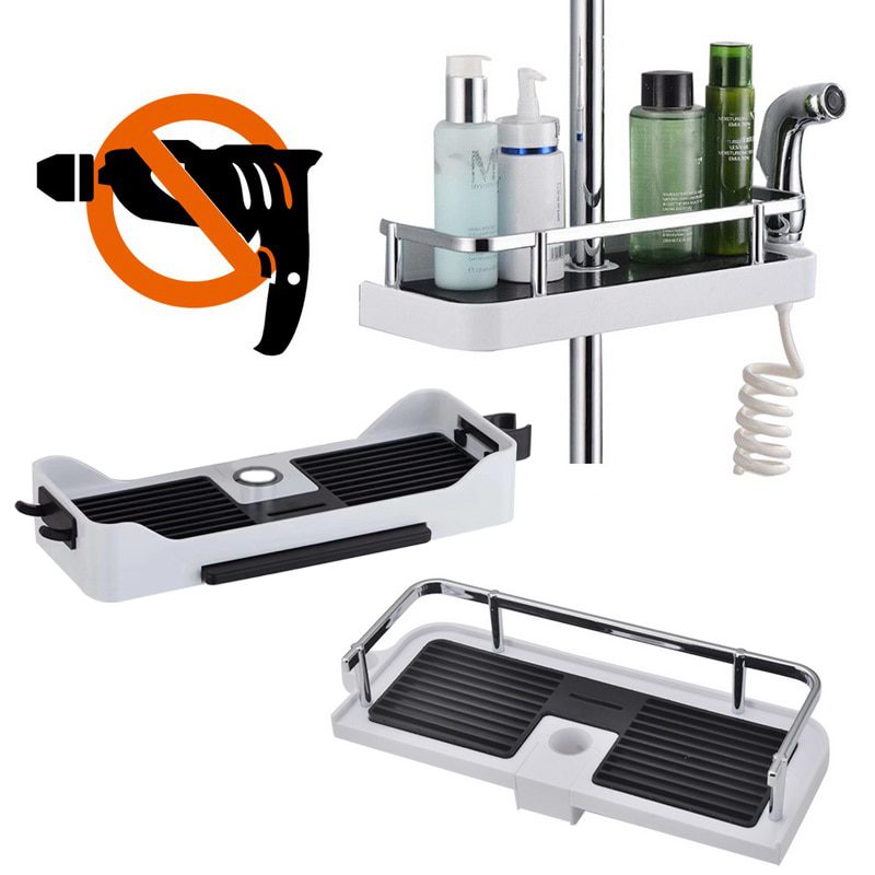 Shower Storage Rack No Drilling Lavatory Organizer
