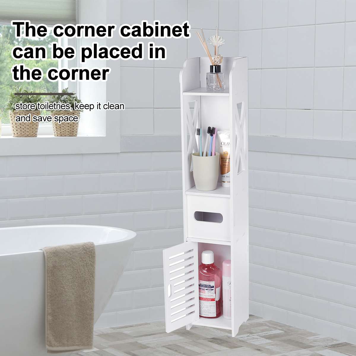 Shower Corner Storage Cabinet Waterproof Organizer tidyvo.com Shower Corner Storage Cabinet Waterproof Organizer - tidyvo.com