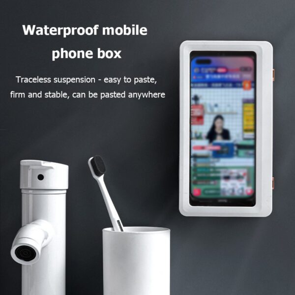Phone Holder Waterproof Storage Case Box Wall Mounted