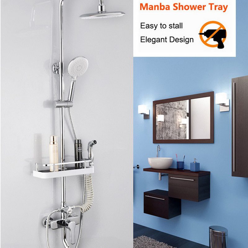 Shower Storage Rack No Drilling Lavatory Organizer