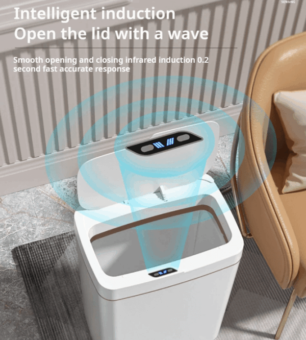 15L Smart Sensor Bathroom Trash Can – Automatic Bagging & Touchless Operation