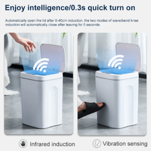 16L Smart Sensor Trash Can with Automatic Lid – Waterproof, touchless garbage bin for kitchens and bathrooms, featuring infrared sensor technology and a compact design.