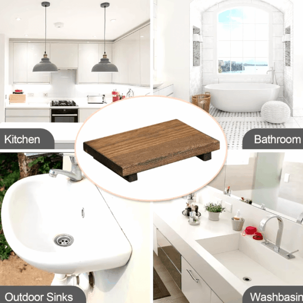 Wood Bathroom Vanity Tray – Anti-Moisture Design &  Ideal for Toiletries or Plant Vase Display