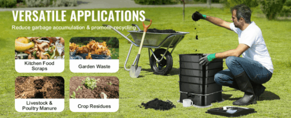50L Worm Composter Eco-Friendly Food Waste Recycling & High Composting Efficiency for Indoor and Outdoor Use