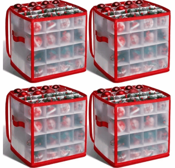 Durable 64-Grid Christmas Ornament Storage Box – Secure Holiday Decoration Organizer