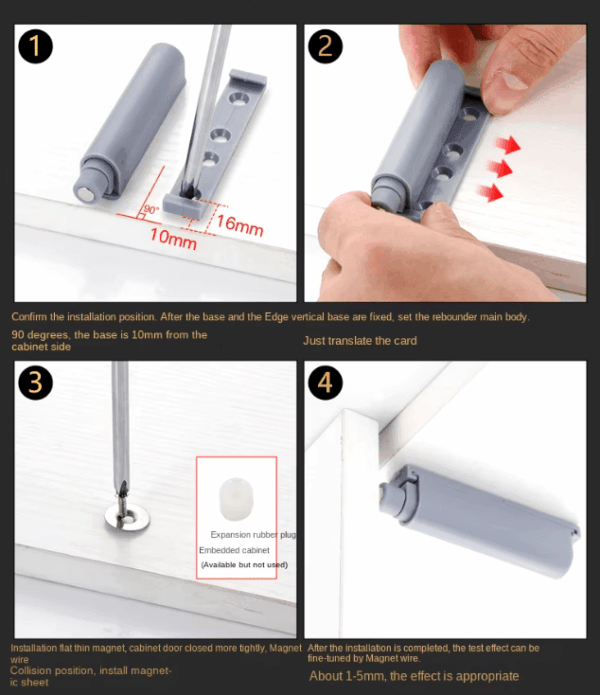 Quiet Door Damper Buffer – Soft Closer for Kitchens and Bathrooms with Hands-Free Operation