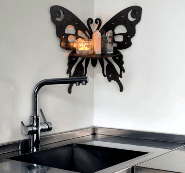 Butterfly Floating Corner Shelf – Decorative Wooden Wall Mount for Living Room or Bedroom