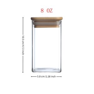 24-Piece Square Glass Spice Jars Set with Airtight Bamboo Lids & Labels (8 oz / 240ml Pantry & Drawer Organizers)