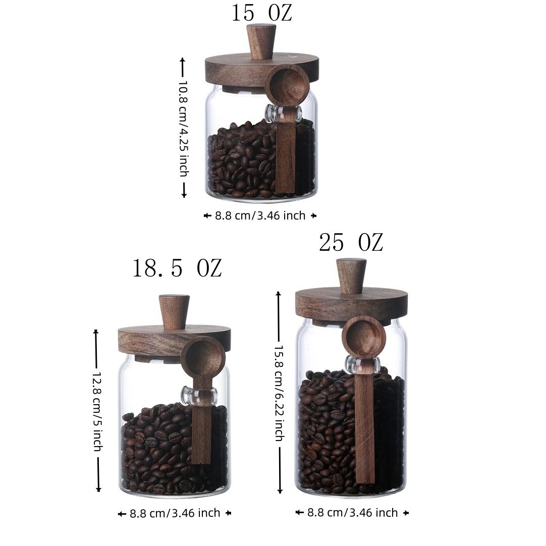 TidyVo 3-Piece Canister Set Exact Dimension Diagram in Inches and Centimeters