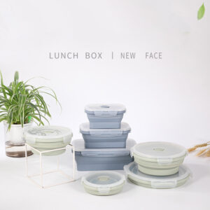 Collapsible Silicone Bento Lunch Box with Airtight Leak-Proof Vent Lid