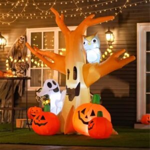 7.5 Ft Inflatable Halloween Spooky Haunted Tree with Ghost, Owl & Pumpkins (Outdoor & Indoor Lighted Yard Decor)