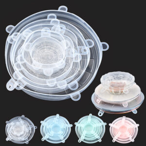 6-Piece Reusable Silicone Stretch Lids Set for Bowls, Pots & Cans (BPA-Free Food-Grade Airtight Seals in 6 Sizes)