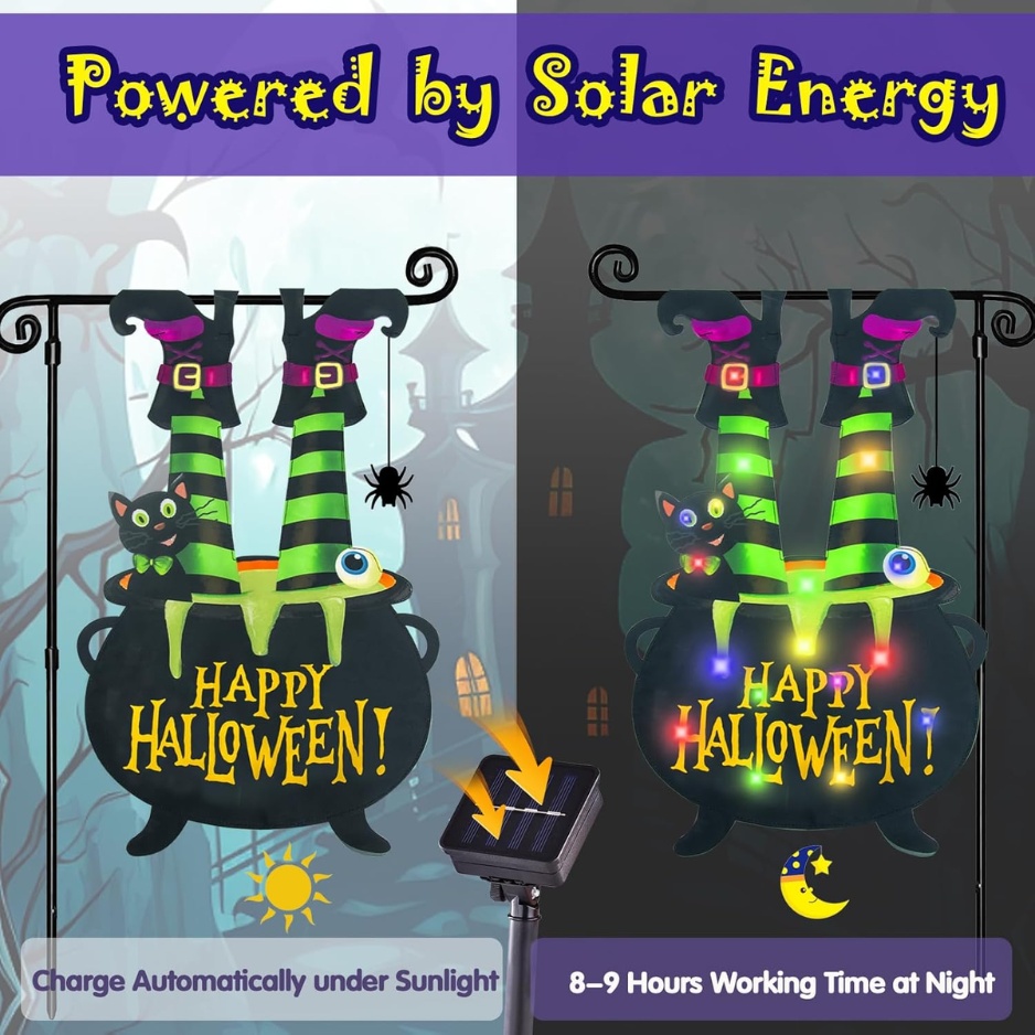 Solar Powered Daytime Auto-Charging and 8-9 Hours Nighttime Glowing Display