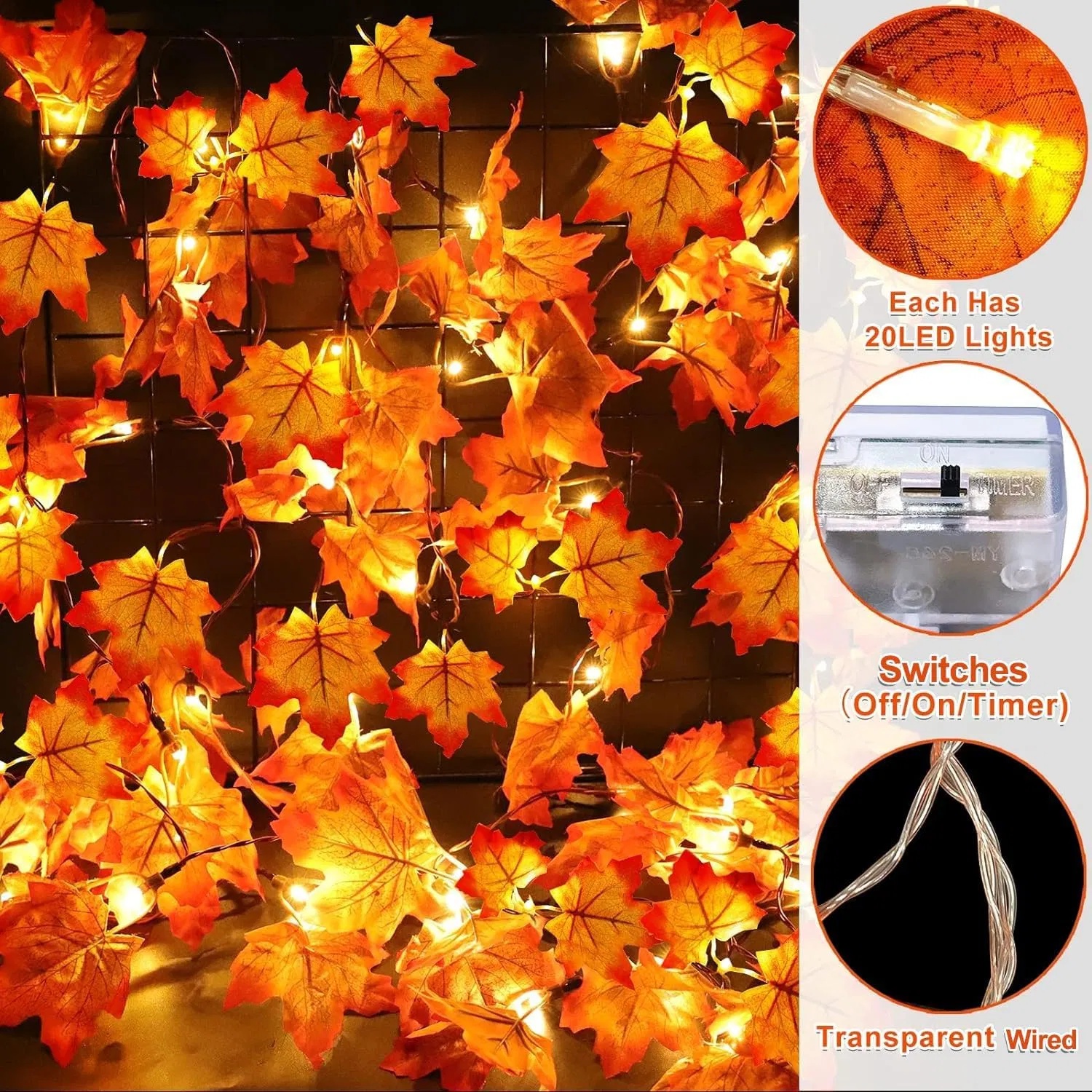 Close up Texture of Realistic Autumn Maple Leaves