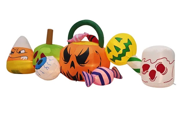 8 Ft Inflatable Halloween Pumpkin Candy Bucket, Spooky Eyeball & Treats Yard Decor with Built-In LEDs (Outdoor Lawn Blow-Up) gallery view 2