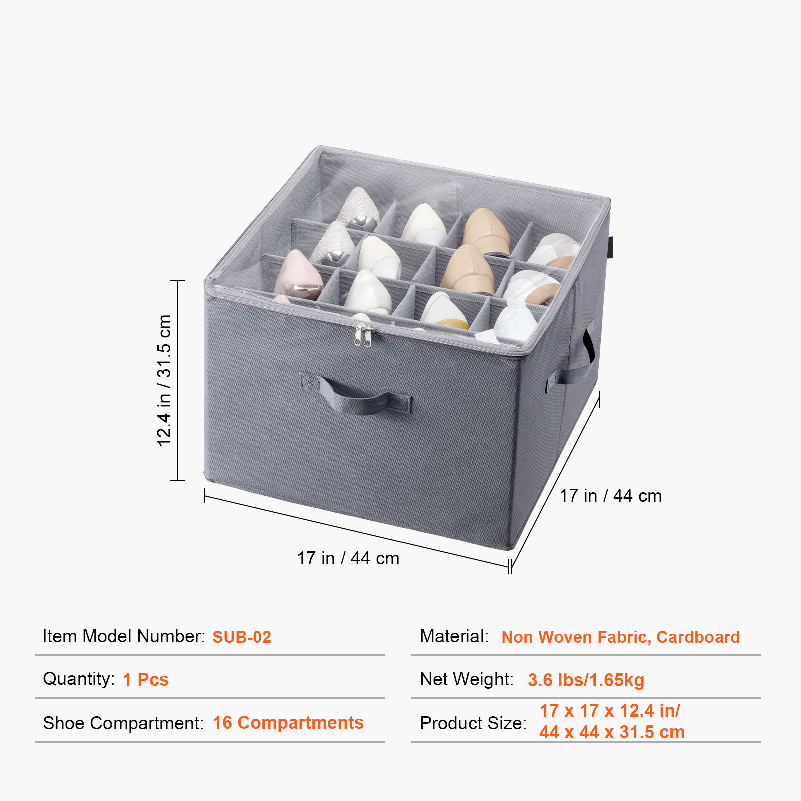 Under Bed Shoe Storage Organizer with Adjustable Dividers (16-Pair Clear Cover Space-Saving Shoe Box) gallery view 4